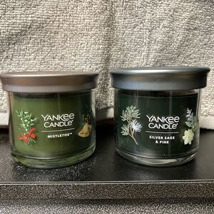 Lot Of 2 Yankee Candle Silver Sage & Pine + Mistletoe Scent 4.3 oz New Green